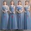 Dusty Blue Floor Length Mismatched Cheap Bridesmaid Dresses Online, WG533
