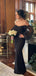 Sexy Black Mermaid Off Shoulder Long Sleeves Wedding Guest Bridesmaid Dresses,WG1529