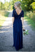1/2 Long Sleeves Navy Lace Long Bridesmaid Dresses Online, WG789
