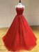 Ball Gown Red Lace Beaded Cheap Long Evening Prom Dresses, Evening Party Prom Dresses, 12303