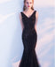 Black Lace Beaded Mermaid Long Evening Prom Dresses, Evening Party Prom Dresses, 12320