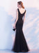 Black Lace Beaded Mermaid Long Evening Prom Dresses, Evening Party Prom Dresses, 12320