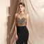 Black Skirt Gold Beaded Side Slit Sexy Mermaid Evening Prom Dresses, Evening Party Prom Dresses, 12069