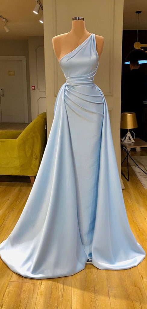 Blue Mermaid One Shoulder Cheap Long Prom Dresses,Evening Party Dresses,12706