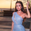 Blue Sheath One Shoulder High Slit Cheap Long Prom Dresses Online,12762