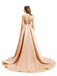 Champagne Mermaid Spaghetti Straps V-neck Long Prom Dresses Online,12588