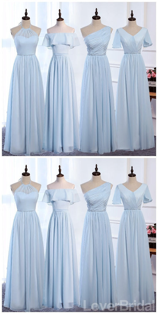 Cheap Pale Blue Floor Length Mismatched Chiffon Bridesmaid Dresses Online, WG538