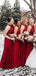 Dark Red Halter  Chiffon Long Bridesmaid Dresses Online, Cheap Bridesmaids Dresses, WG693
