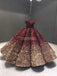Dark Red Jewel Off Shoulder Ball Gown Long Evening Prom Dresses, Evening Party Prom Dresses, 12213