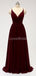 Dark Red Spaghetti Straps Chiffon Open Back Cheap Bridesmaid Dresses Online, WG584