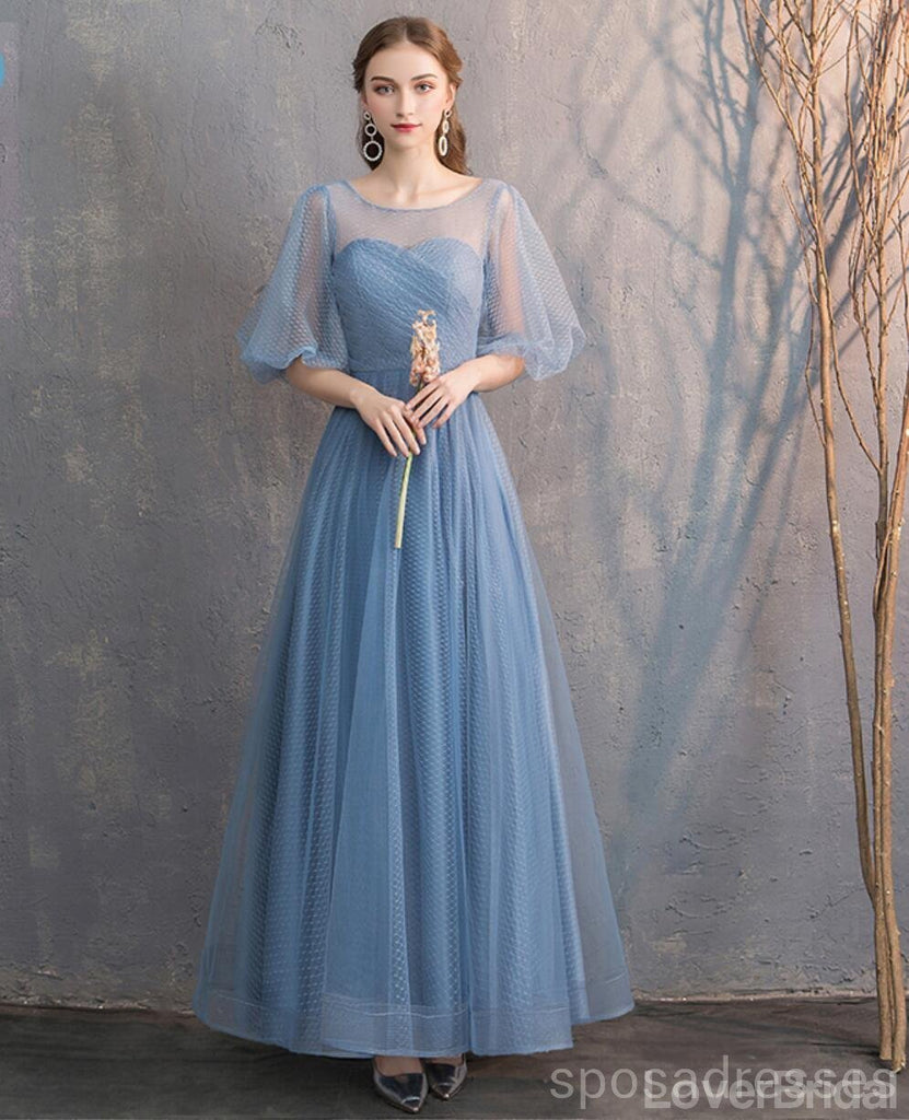 Dusty Blue Floor Length Mismatched Cheap Bridesmaid Dresses Online, WG533
