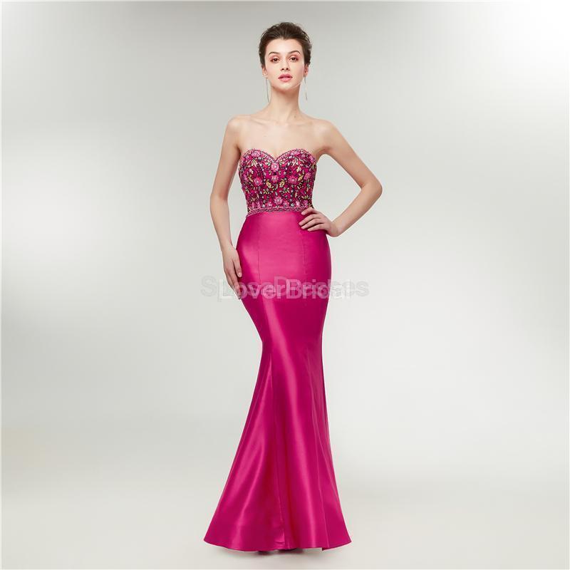 Fuchsia Mermaid Evening Prom Dresses, Evening Party Prom Dresses, 12019