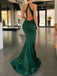 Green Halter High Slit Mermaid Cheap Long Bridesmaid Dresses Online,WG1459