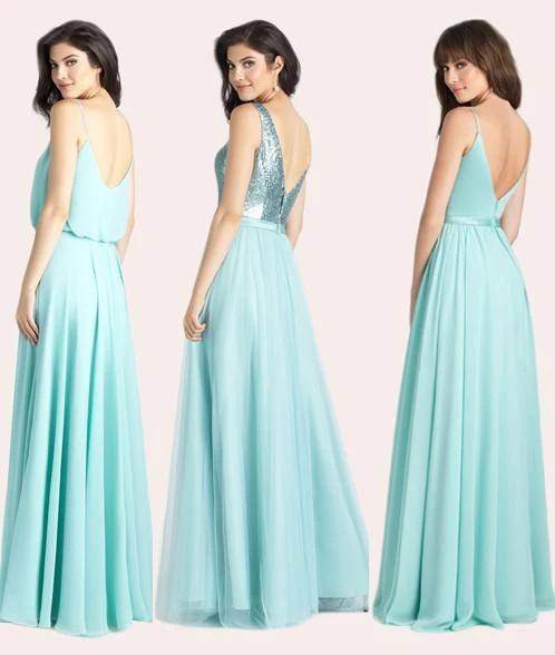 Green Mismatched Long Bridesmaid Dresses Online, Cheap Bridesmaids Dresses, WG749