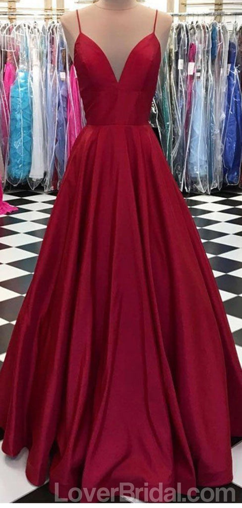 Halter Lace Red Ruffle Long Evening Prom Dresses, Cheap Custom Party Prom Dresses, 18597