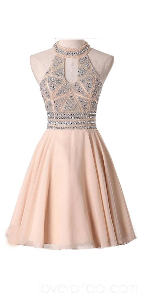 Halter Sexy Open Back Chiffon Cheap Homecoming Dresses Online, Cheap Short Prom Dresses, CM778