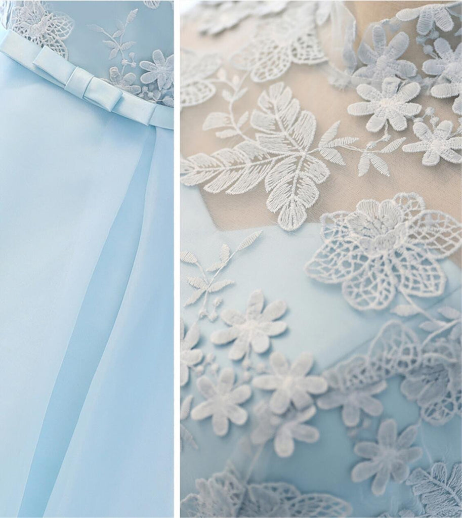 High Neckline Light Blue Cute Homecoming Prom Dresses, Affordable Short Party Prom Sweet 16 Dresses, Perfect Homecoming Cocktail Dresses, CM331