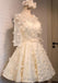 Lace Long Sleeve Open Back Homecoming Prom Dresses, Affordable Short Party Prom Dresses, Perfect Homecoming Dresses, CM282