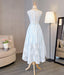 Light Blue Scoop Neckline Lace High Low Homecoming Prom Dresses, Affordable Short Party Prom Sweet 16 Dresses, Perfect Homecoming Cocktail Dresses, CM327