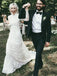 Long Mermaid Backless High Neck Long Sleeves Lace Wedding Dresses,WD752