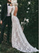 Long Mermaid Backless High Neck Long Sleeves Lace Wedding Dresses,WD752