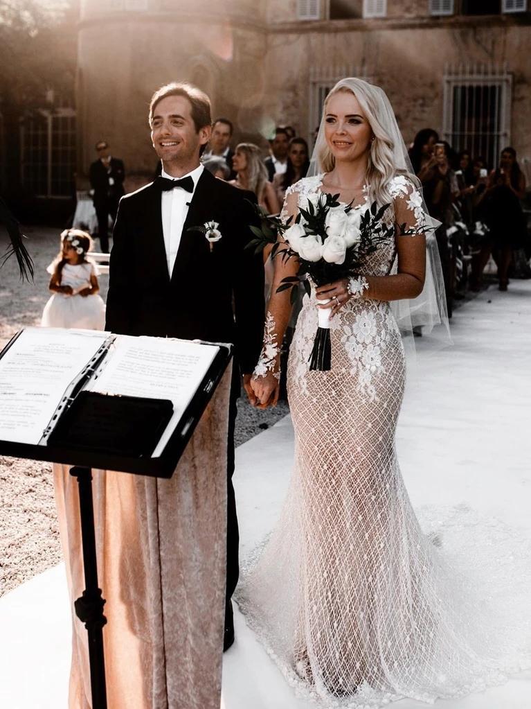 Long Sleeves Boho Lace Mermaid Wedding Dresses, Sexy Wedding Gown, WD681