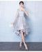 Long Sleeves High Low Grey Lace Cheap Homecoming Dresses Online, CM693