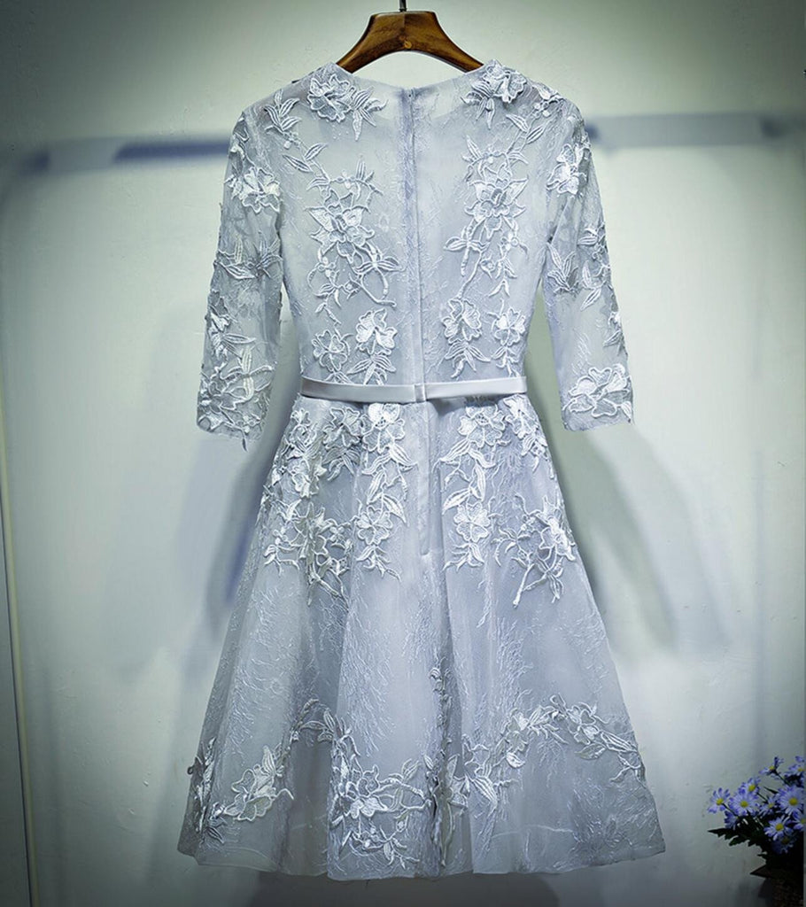 Modest High Neckline Long Sleeve Homecoming Prom Dresses, Affordable Short Party Prom Dresses, Perfect Homecoming Dresses, CM261