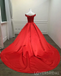 Off Shoulder Bright Red Long Evening Prom Dresses, Cheap Custom Sweet 16 Dresses, 18515