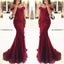 Off Shoulder Dark Red Lace Beaded Mermaid Evening Prom Dresses, Popular 2018 Party Prom Dresses, Custom Long Prom Dresses, Cheap Formal Prom Dresses, 17207
