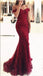 Off Shoulder Dark Red Lace Beaded Mermaid Evening Prom Dresses, Popular 2018 Party Prom Dresses, Custom Long Prom Dresses, Cheap Formal Prom Dresses, 17207