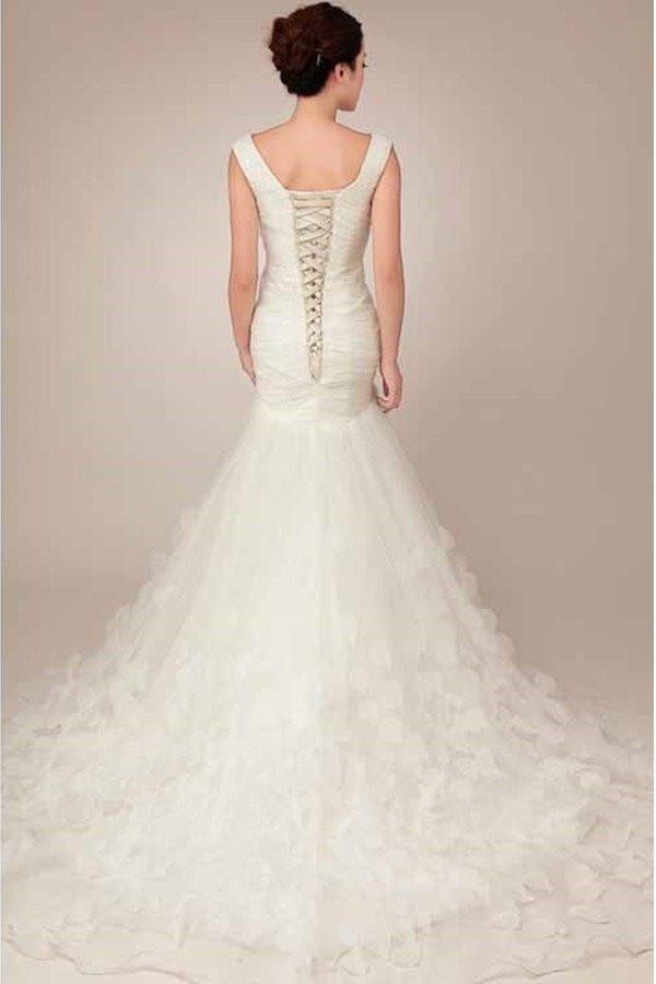 Off Shoulder Deep V Neckline Mermaid Wedding Dresses, Simple Long Custom Wedding Gowns, Affordable Bridal Dresses, 17094