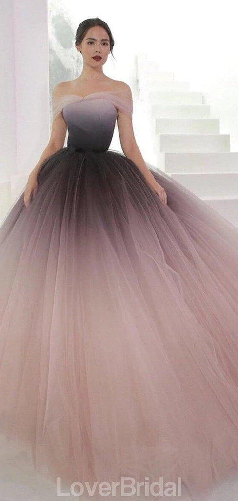 Off Shoulder Ombre Ball Gown Long Evening Prom Dresses, Evening Party Prom Dresses, 12199