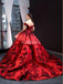 Off Shoulder Red Ball Gown Long Evening Prom Dresses, Evening Party Prom Dresses, 12259