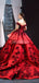 Off Shoulder Red Ball Gown Long Evening Prom Dresses, Evening Party Prom Dresses, 12259