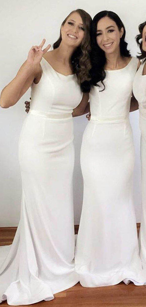 Off White Scoop Mermaid Cheap Bridesmaid Dresses Online, WG774