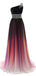 One Shoulder Chiffon Ombre Beaded Long Evening Prom Dresses, Cheap Sweet 16 Dresses, 18420