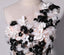 One Shoulder Handmade Flower Black A-line Long Evening Prom Dresses, 17624