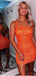 Orange One Shoulder Short Homecoming Dresses,Cheap Short Prom Dresses,CM942