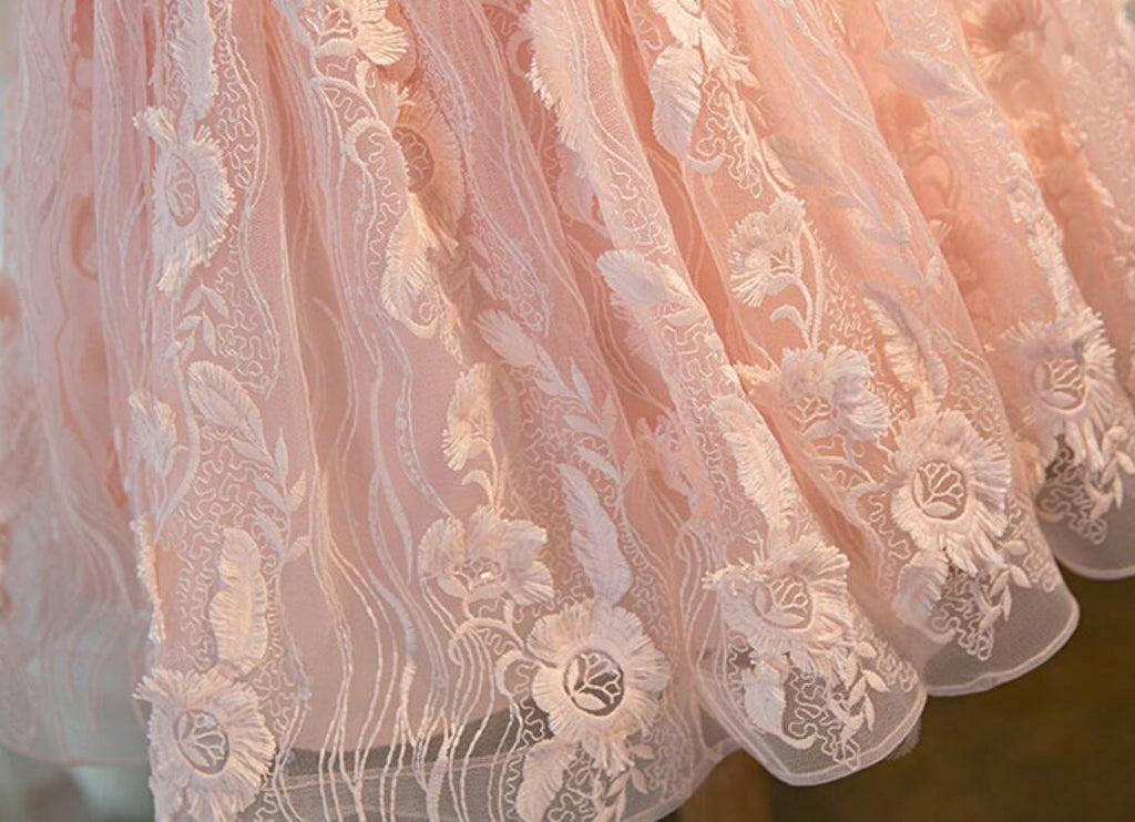 Peach Lace Short Peach Cute Homecoming Prom Dresses, Affordable Short Party Prom Dresses, Perfect Homecoming Dresses, CM302