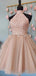 Pink Halter Backless Short Homecoming Dresses,Cheap Short Prom Dresses,CM878