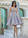 Popular Grey strapless Gorgeous Straight Neck A-line homecoming prom gown dress,BD00151