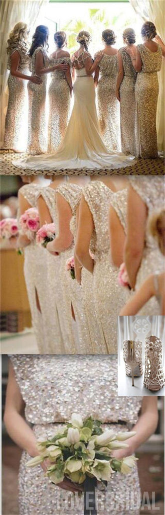 Popular Sparkly Bling Sequin Long On Sale Wedding Guest Dresses Formal Charming Bridesmaid Dresses, WG29