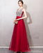 Red V Neck Beaded Cheap Long Evening Prom Dresses, Cheap Custom Sweet 16 Dresses, 18523