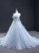Scoop Grey Beaded Long Evening Prom Dresses, Evening Party Prom Dresses, 12252