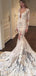 See Through Mermaid Long Sleeves V-neck Lace Wedding Dresses Online,WD734