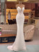 Sexy Mermaid Off White Spaghetti Straps Cheap Long Prom Dresses,12874