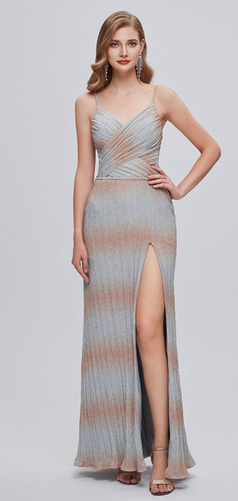 Sexy Mermaid Spaghetti Straps Side Slit V-neck Cheap Prom Dresses,12795