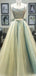 Sexy Two Pieces Rhinestone Beaded Green Long Evening Prom Dresses, Evening Party Prom Dresses, 12316