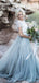 Short Sleeves Blue Skirt Cheap Wedding Dresses Online, Cheap Bridal Dresses, WD658